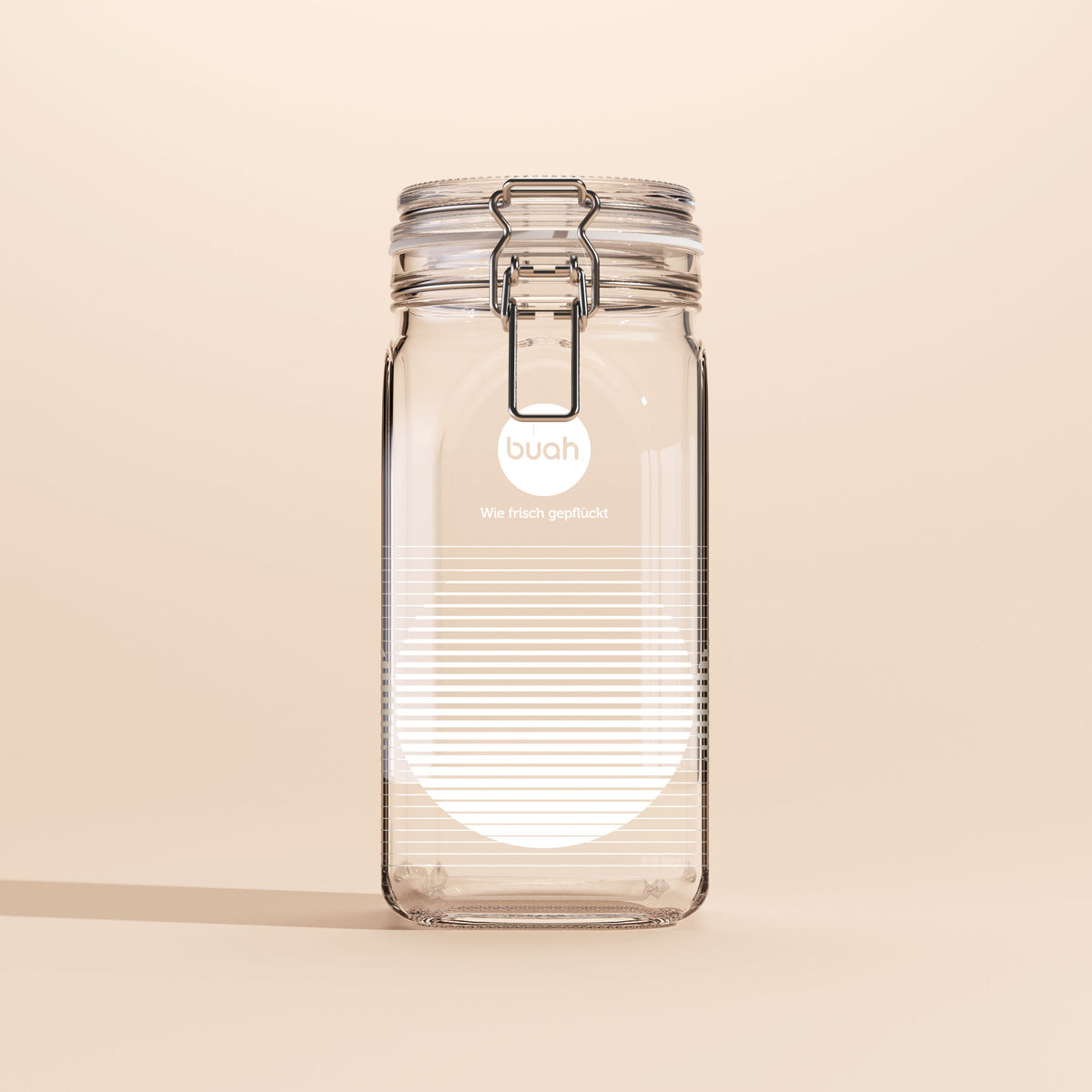buah Nachfüllglas aus Glas mit Bügelverschluss am Deckel und weißem kreisförmigem Muster Sunset Joy