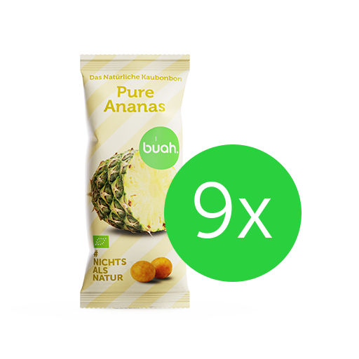 buah Ananas Kaubonbon Verpackung vor gelbem Hintergrund