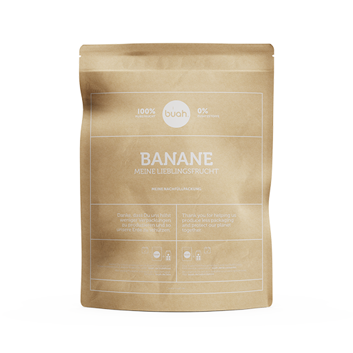 Vorteilspackung buah gefriergetrocknete Banane in brauner Papierverpackung