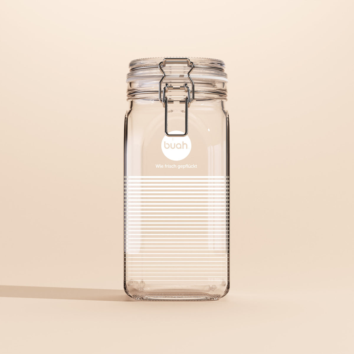 buah Nachfüllglas aus Glas mit Bügelverschluss am Deckel und weißem streifenförmigem Druck Endless Sea 
