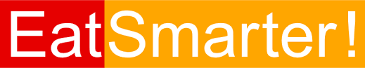 logo der Eat Smarter als Schriftzug in Weiss auf rotem und gelbem Hintergrund 